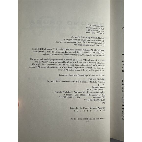 Beyond Uhura : Star Trek and Other Memories by Michelle Nichols (1994,... - Picture 8 of 8
